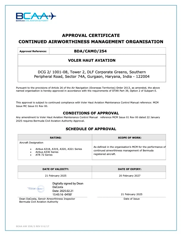 CAMO Approval Certificate